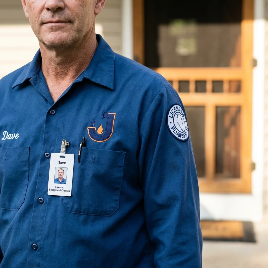 Licensed plumber showing ID badge in Milton, WA