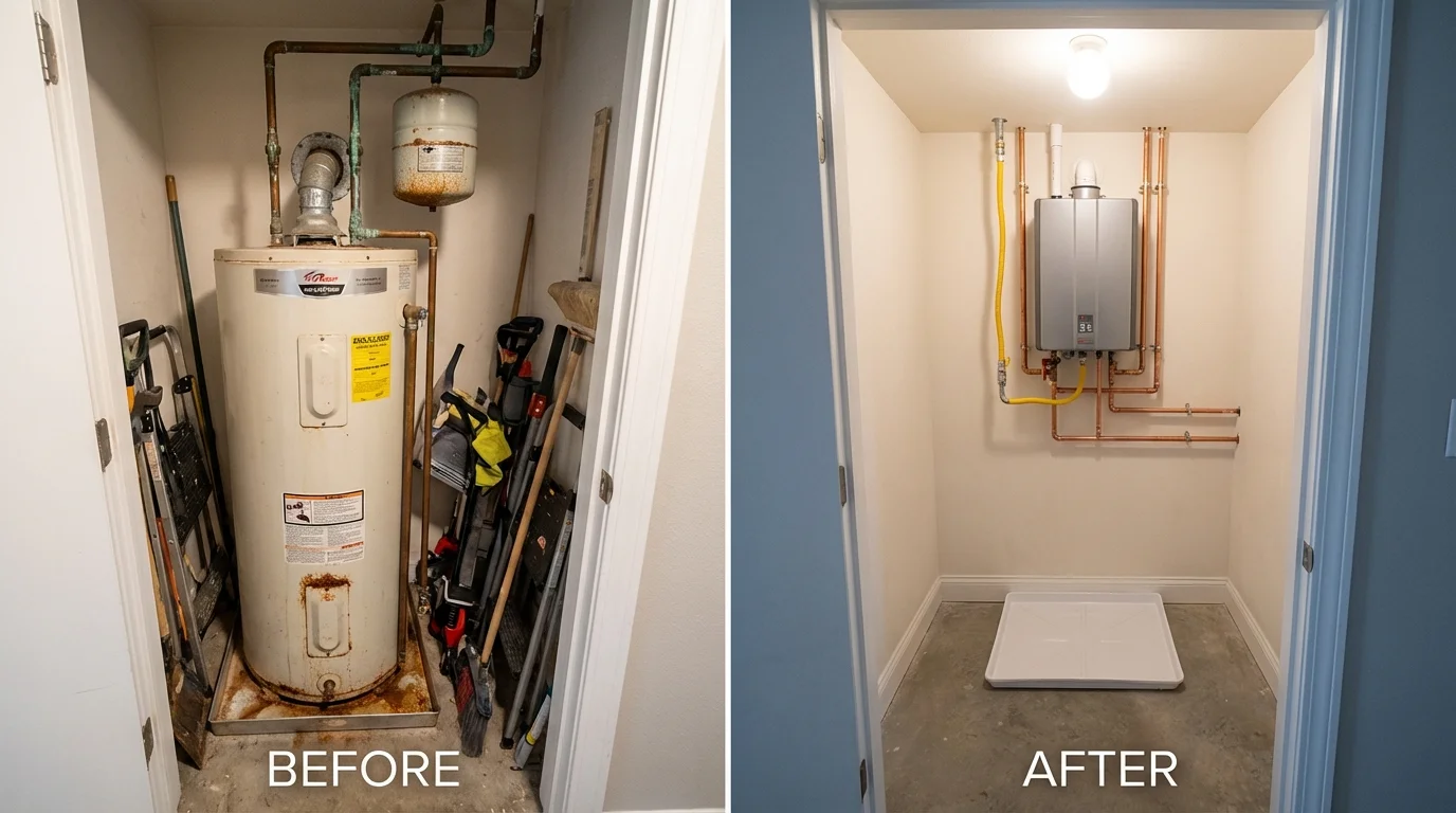Tank water heater versus wall-mounted tankless unit comparison for Milton, WA homeowners